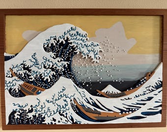 Relief Holzschnitzerei der Großen Welle