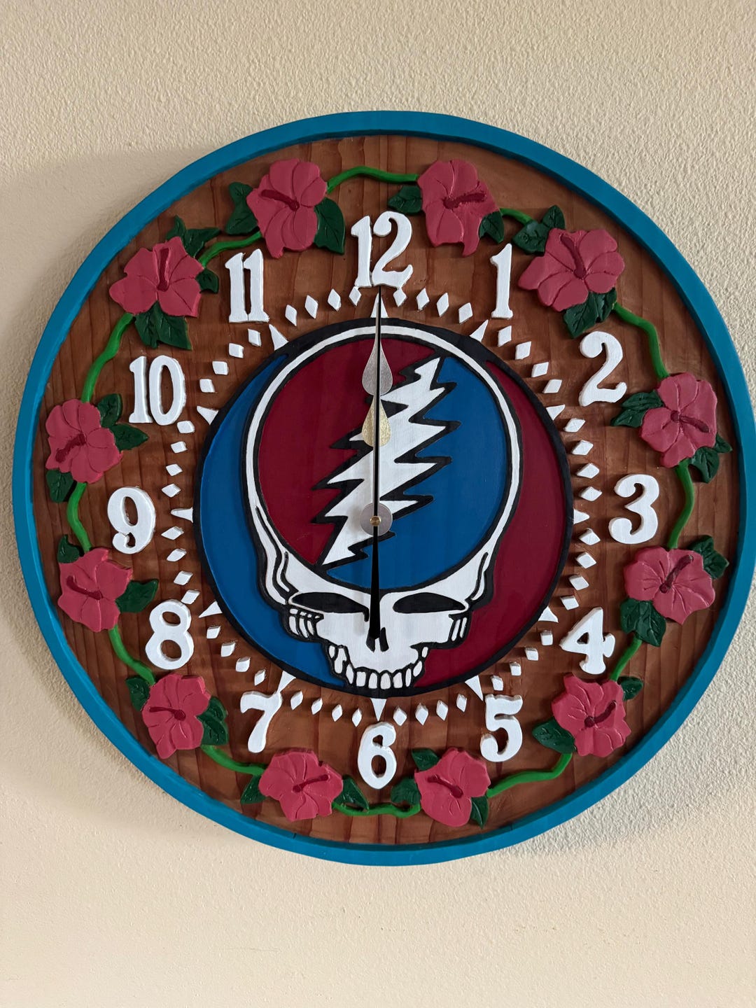 Carved Wood Clock Grateful Dead - Etsy