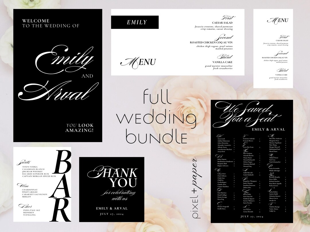 Editable Wedding Sign Template Bundle Welcome Sign Seating Chart Bar ...