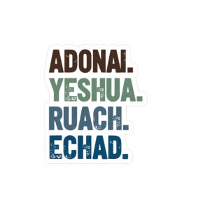 Messianic Jewish Kiss-Cut Stickers, Adonai Yeshua Ruach Echad, religious stickers, faith decor, Hebrew sticker, Jewish gift trinity