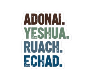 Messianic Jewish Kiss-Cut Stickers, Adonai Yeshua Ruach Echad, religious stickers, faith decor, Hebrew sticker, Jewish gift trinity