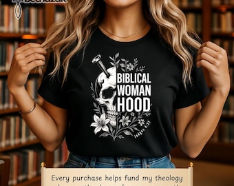 Biblical Womanhood Skull Shirt - Jael Tent Peg Graphic Tee for Christian Messianic Hebrew Roots Women in Theology