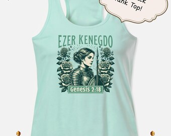 Ezer Kenegdo Warrior Woman Tank Top - Genesis 2:18 - Empowered by Faith - Mother's Day Gift Idea Christian Messianic Hebrew Roots