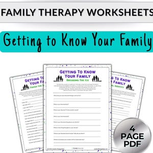 Family Therapy Activity Packet to Build Trust for Joining & Bonding, Getting to Know You Questions, Printable Therapy Worksheets