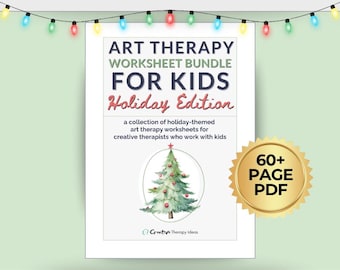 Feuilles d'exercices d'art-thérapie des Fêtes pour les enfants | Lot de feuilles de travail de Noël | Art-thérapie pour enfants | Feuilles d'exercices d'art-thérapie pour enfants
