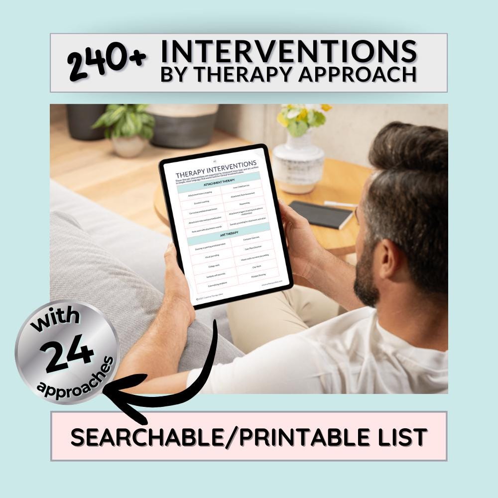Treatment Plan Goals & Objectives Printable PDF Packet, W Interventions ...