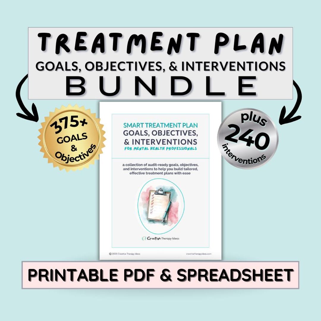 Therapy Treatment Plan Goals Bundle With SMART Goals, Objectives ...