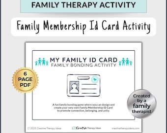 Family Therapy Worksheet | Family ID Card Activity | Family Therapy Activities for Kids | Family Bonding Therapy Game | Family Fun Night
