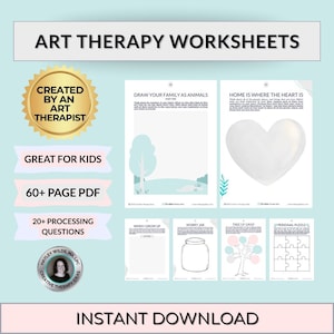 Può includere: Un download digitale di oltre 60 pagine di fogli di lavoro di arteterapia per bambini. I fogli di lavoro presentano una varietà di temi, tra cui disegnare la propria famiglia come animali, casa è dove è il cuore, quando crescerò, barattolo delle preoccupazioni, albero del dolore e puzzle personale. I fogli di lavoro sono progettati per aiutare i bambini a elaborare le loro emozioni e sviluppare la loro creatività.