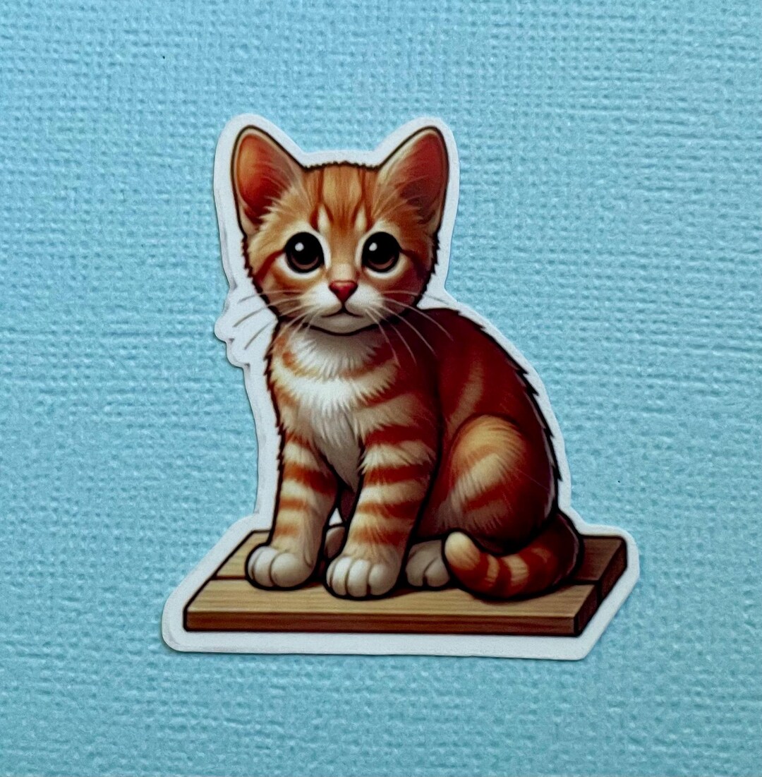 Orange Tabby Kitten Vinyl Sticker - Waterproof Cat Decal - Etsy