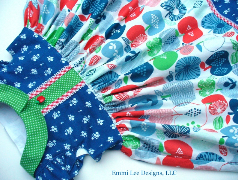 Apple Picking Back to School,Apples,Special Occasion,Little Girl Dress,Pepper Dress,Little Girl Dress,Green,Blue,18MO,2T,3T,4T,5T,6,7,8