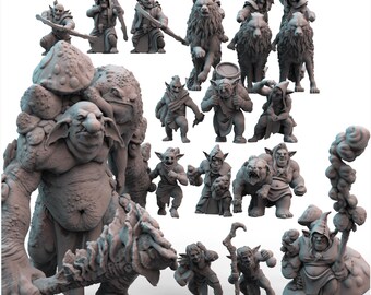 Goblin Warband Miniatures: 3D Resin Printed TTRPG Minis - 18 Piece Set