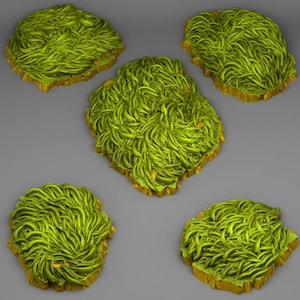 Grass from the Valley - Pack of 5 - Scenic Fantasy Terrain for DnD, Pathfinder, and TTRPGs – 3D Printed Resin Scatter – Unpainted