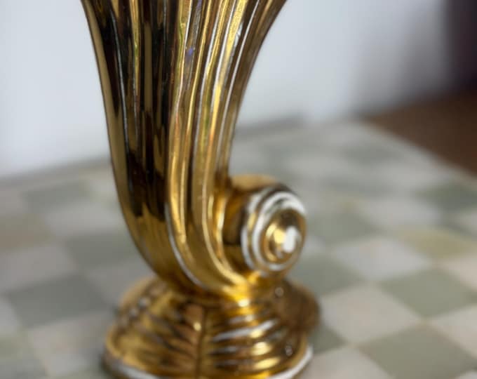 Vintage Royal Winton “Golden Age” Scroll Vase | Gold Lustre Fluted Ceramic | England c.1950s