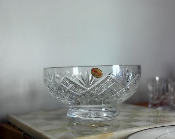 Royal Brierley Full Lead Crystal Footed Bowl Hand Made in England Since 1776