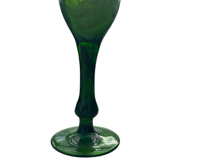 Antique Bristol Green Goblet: Hand-Blown Edwardian Wine Glass