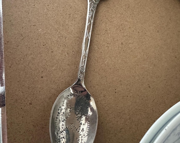 Vintage EPNS Souvenir Spoon with Floral Embossed Bowl & Shield Handle – Silver Plate Collector’s Item