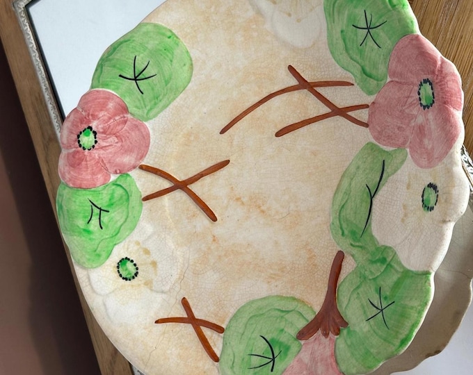 Vintage AvonWare Hand-Painted Floral Plate English Pottery 1930s-50s Cottagecore