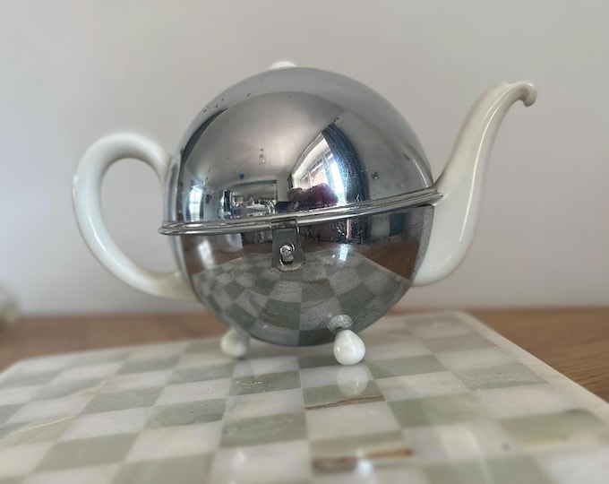 Rare Pre-1914 Stayhot London Patent Teapot Warmer, Chrome Art Deco Style