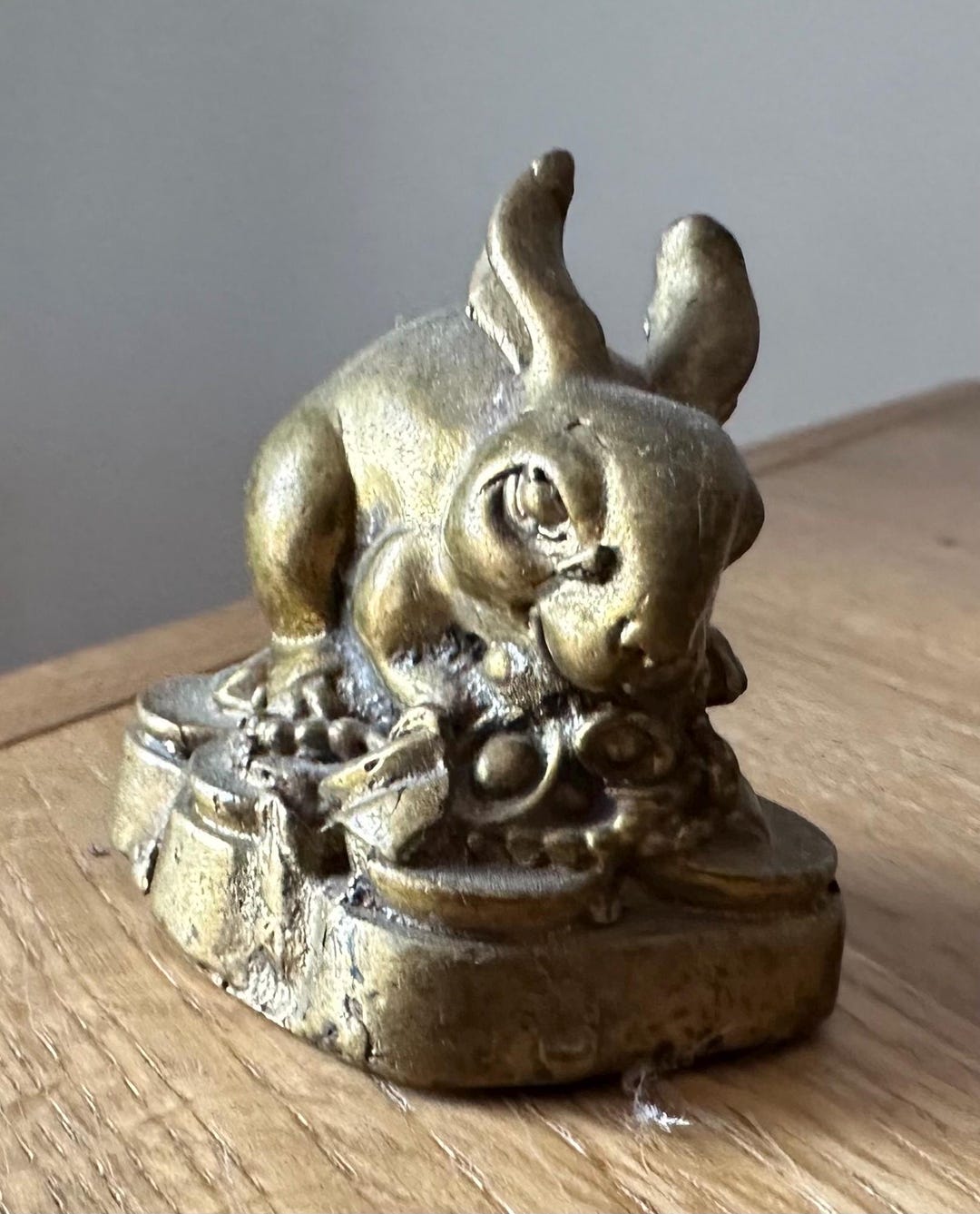 Vintage Solid Brass Rabbit Figurine – Feng Shui Animal Sculpture ...