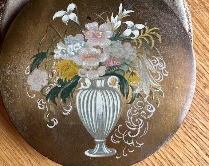 Vintage Stratton Floral Urn Compact – Hand Painted Powder Compact 1950s – Made in England