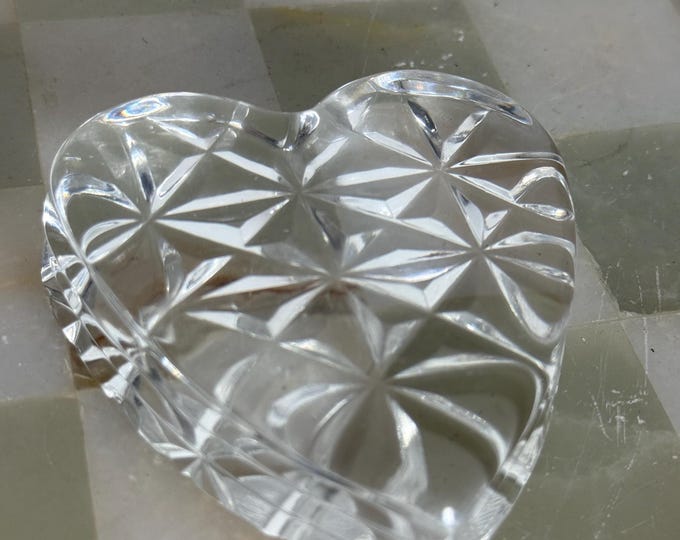 Rogal Poland Crystal Heart Paperweight – Hand Cut Lead Crystal – Signed