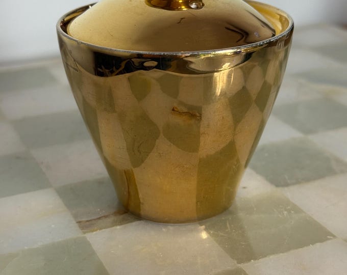 Vintage Gold Lustre Mustard Pot | Lidded Ceramic Jar | Pre-War Foreign Marked Tableware