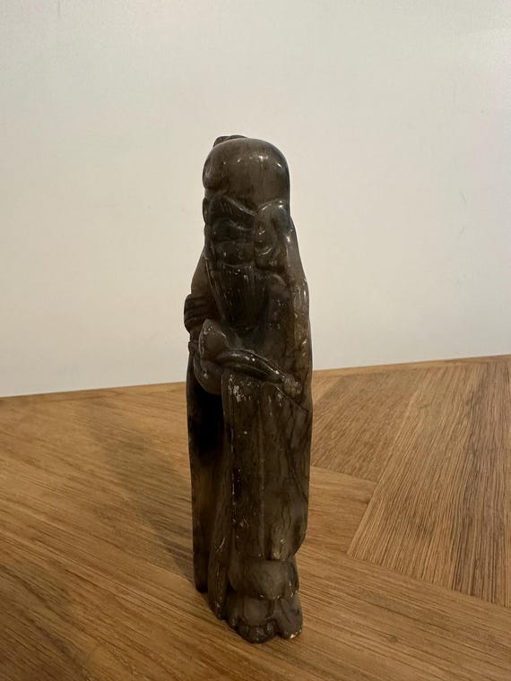 ヴィンテージ中国彫刻石像 – 賢者または不死身 – 高さ7インチ - Etsy 日本