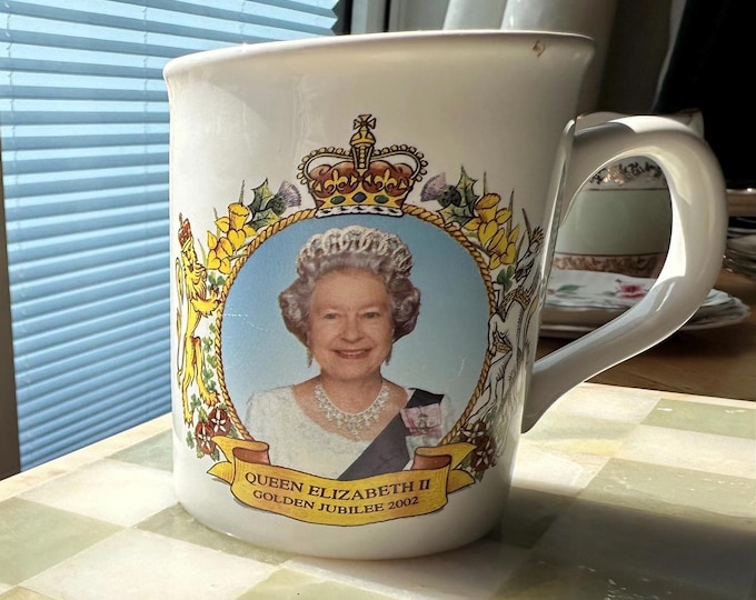 Queen Elizabeth II Golden Jubilee Commemorative Mug 1952-2002 English Bone China