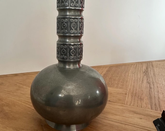 Vintage Pewter Vase – HaugRud Norway No. 434 – Mid-Century Scandinavian Design