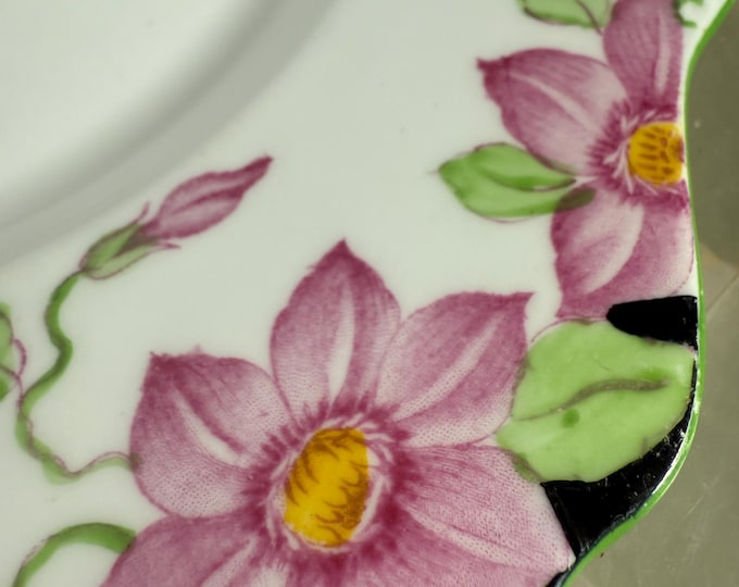 Vintage Gladstone Bone China Plate: Hand-Painted Floral Cake Plate, c.1930s-50s
