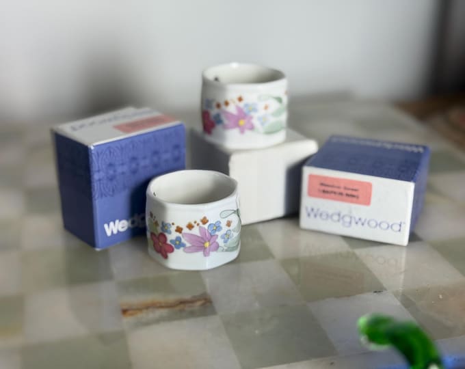 Wedgwood Meadow Sweet Napkin Rings - Bone China Floral Table Decor - Made in England