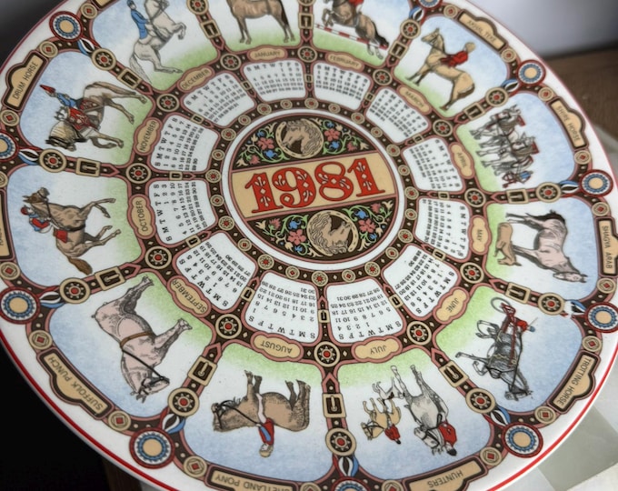Vintage Wedgwood 1981 Horses Calendar Plate Eleventh Series Collectible