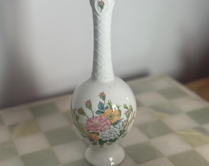 Vintage Coalport Rose Garden Bud Vase: Fine Bone China Floral Posy