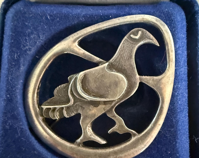 Rare Vintage Ola Gorie Sterling Silver Bird Brooch Edinburgh 1973
