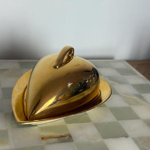 Vintage Royal Winton Grimwades Heart-Shaped Butter Dish – Gilded Ceramic, England, 1950s