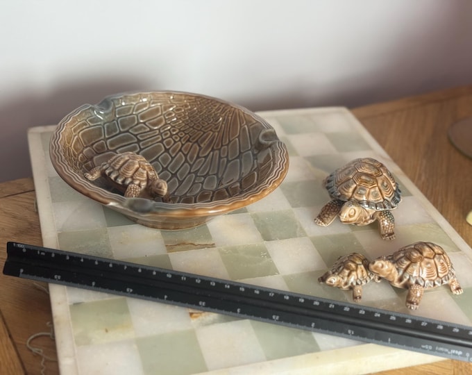 Vintage Wade Porcelain Turtle Bowl & Figurine Set | Made in England | Tortoise Family | 1950s–70s