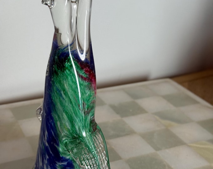 Vintage Murano Art Glass Penguin Figurine: Sommerso Italian Sculpture
