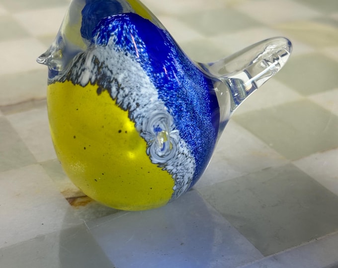 Caithness Glass Blue Tit – Hand Blown Art Glass Bird Figurine – Yellow & Blue Paperweight – Made in King’s Lynn, England