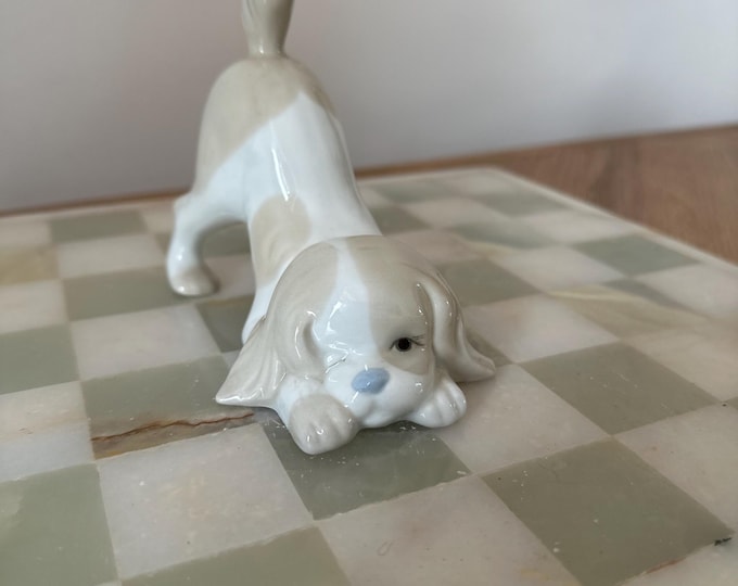 Vintage Miquel Requena Porcelain Dog Figurine: Playful Spanish Puppy
