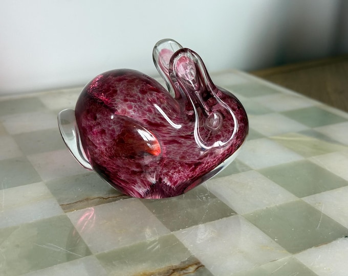 Vintage Wedgwood Cranberry Pink Glass Rabbit: Hand-Blown Studio Figurine