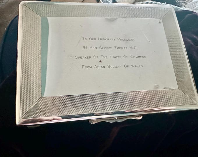 Vintage Silver-Plated Presentation Box: George Thomas MP, House of Commons