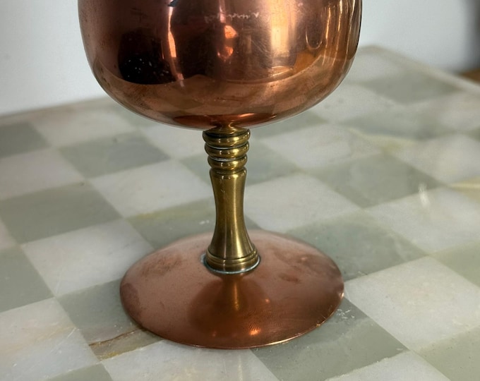Vintage Copper  Brass Goblet  Mid-Century Chalice Wine Cup