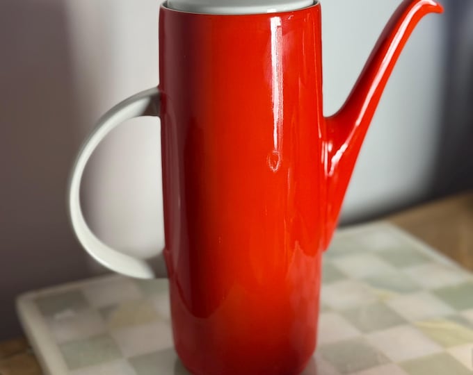 Vintage Royal Doulton Orange Coffee Pot – Mid-Century Modern Fine China, Made in England