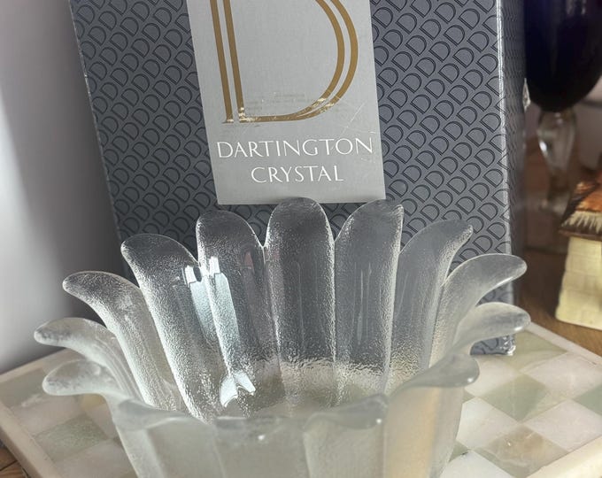 Dartington Crystal Fluted Bowl: Frosted Glass Petal Edge, Original Box