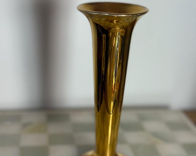 Royal Winton Gold Lustre Trumpet Vase | Vintage Flared Bud Vase | Mid-Century Glam Ceramics