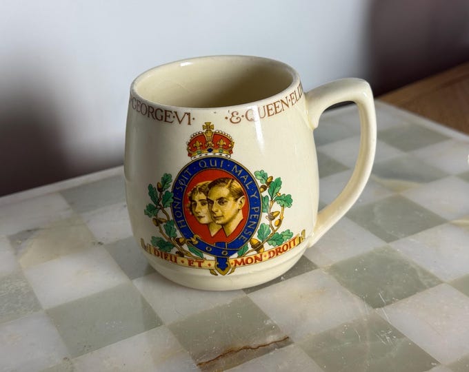 1937 George VI & Queen Elizabeth Coronation Mug by Burleigh – British Pottery Federation Official Design