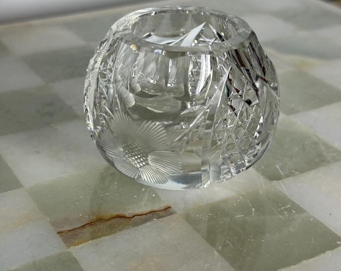 Vintage Hand-Cut Lead Crystal Posy Vase: Starburst Design