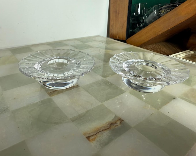 Villeroy  Boch Crystal Candleholders by Paloma Picasso Signed 1980s