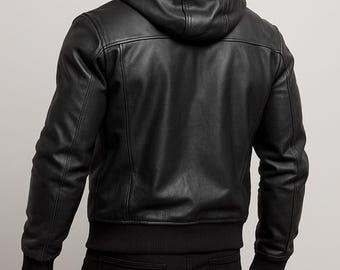 Men's Genuine Leather Hoodie Jacket | Shadowforge V1 by Daaran